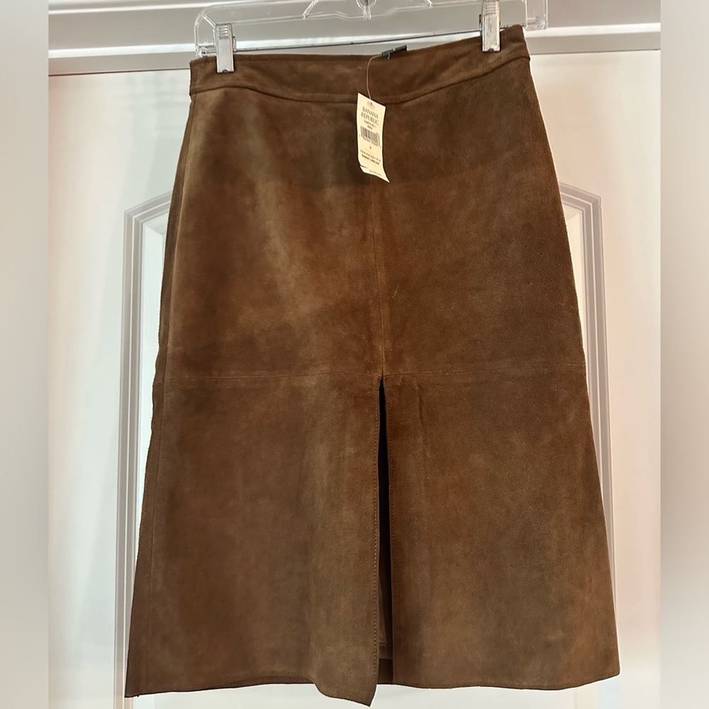 Banana Republic Suede Midi Skirt in Warm Brown - Picture 2 of 7